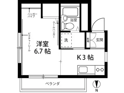 カーサ IC(1K/2階)の間取り写真