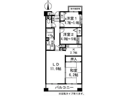 シルエーラ錦糸町(3LDK/6階)の間取り写真