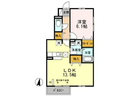 アップルガーデンC(1LDK/1階)の間取り写真