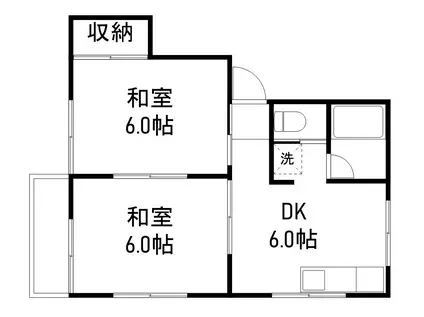 オークハウス A棟(2DK/1階)の間取り写真