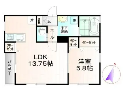 エクシア(1LDK/1階)の間取り写真