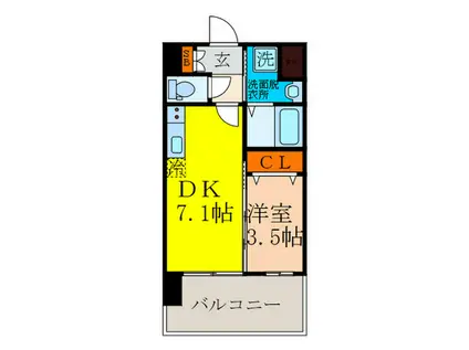 アンフィニXVII(1DK/5階)の間取り写真