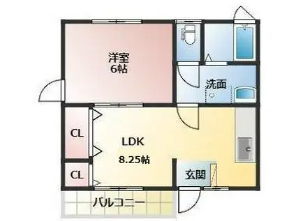 クローバーハウス(1LDK/2階)の間取り写真