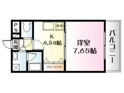 ハミルトン・プリンセス(1K/1階)の間取り写真