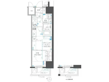 ZOOM本郷(1DK/11階)の間取り写真
