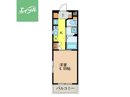 RESIDENCE平和(1K/3階)の間取り写真