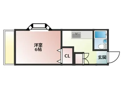 パルム天神東(1DK/2階)の間取り写真