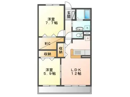 小牧ガーデンスクエア(2LDK/2階)の間取り写真