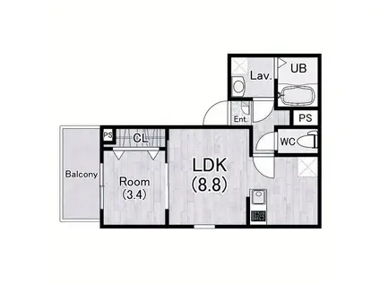 ジーメゾン西二見リュクス(1LDK/2階)の間取り写真