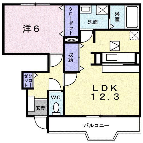 メゾンプラシード(1LDK/1階)の間取り写真