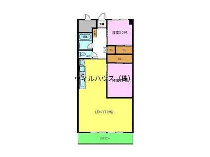 パレス竹ヶ城(2LDK/2階)の間取り写真