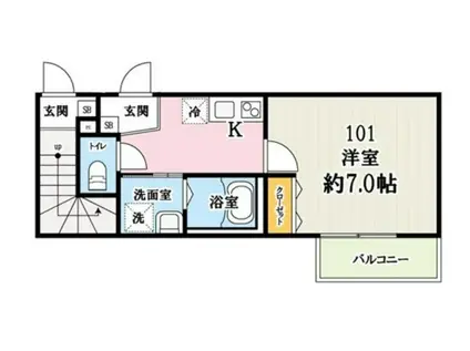 キャメル狭山市入間川(1K/1階)の間取り写真