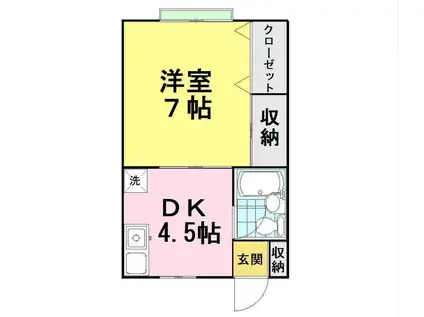 シャインビューK.I.A(1K/1階)の間取り写真