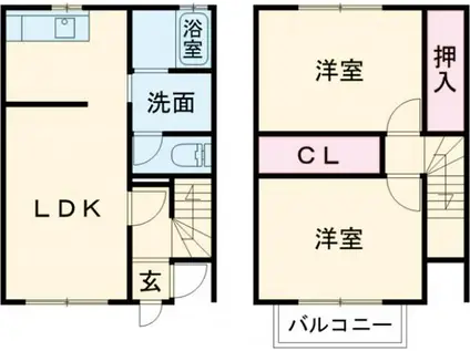 ドリームハイツA棟(2LDK/1階)の間取り写真