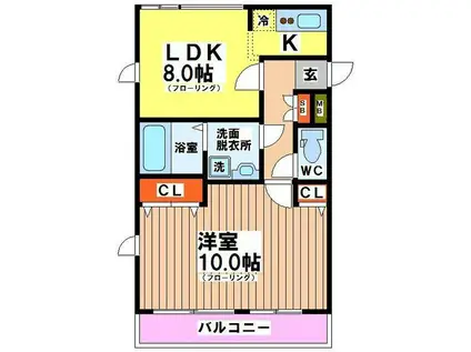 セタリア ヴィリディス(1LDK/1階)の間取り写真
