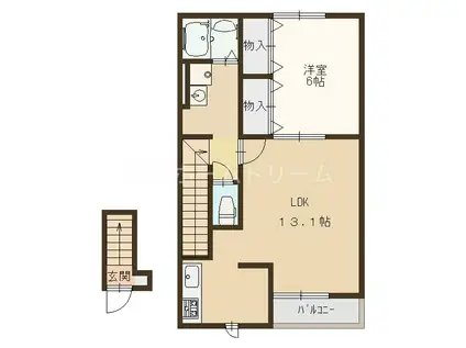 アムールLUSTER(1LDK/2階)の間取り写真