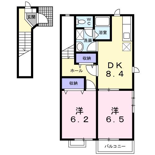 シンフォニーB(2DK/2階)の間取り写真