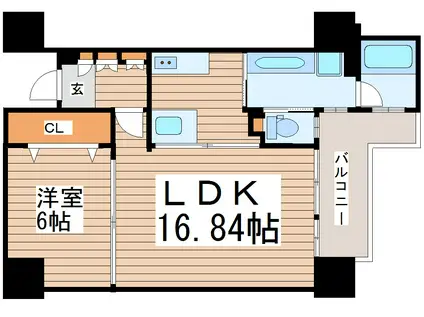 アーバンレジデンス勾当台(1LDK/4階)の間取り写真