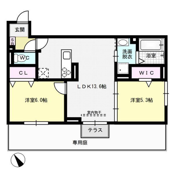D-ROOM平田台4丁目(2LDK/1階)の間取り写真