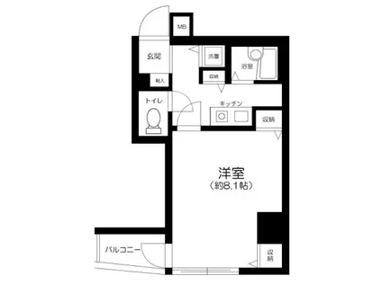 シンシア麻布十番 CYNTHIA麻布十番(1K/5階)の間取り写真