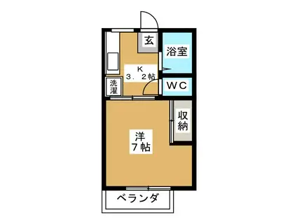 ダイヤハイツ国立(1K/2階)の間取り写真