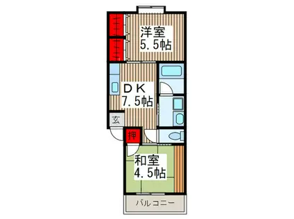 コーポ 龍宝(2DK/2階)の間取り写真