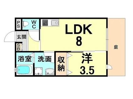CASAメビウス(1LDK/1階)の間取り写真