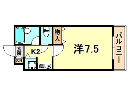 シャトラン弓木三番館(1K/2階)の間取り写真
