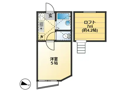 オーナメント西町(1K/1階)の間取り写真