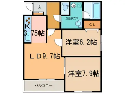 港町ハイツA(2LDK/2階)の間取り写真
