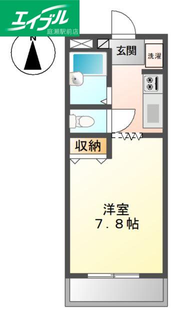 プロニティワン(1K/1階)の間取り写真