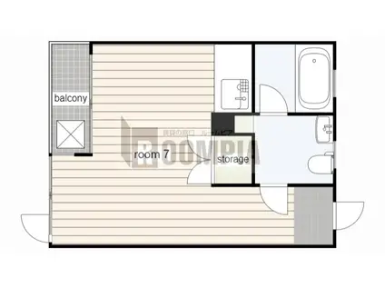 ラフェリアーナ(ワンルーム/2階)の間取り写真