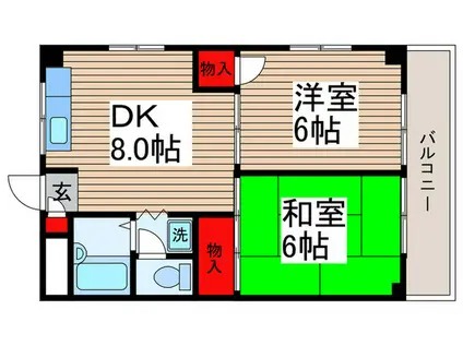 メゾン・ド・ヴェール(2DK/3階)の間取り写真