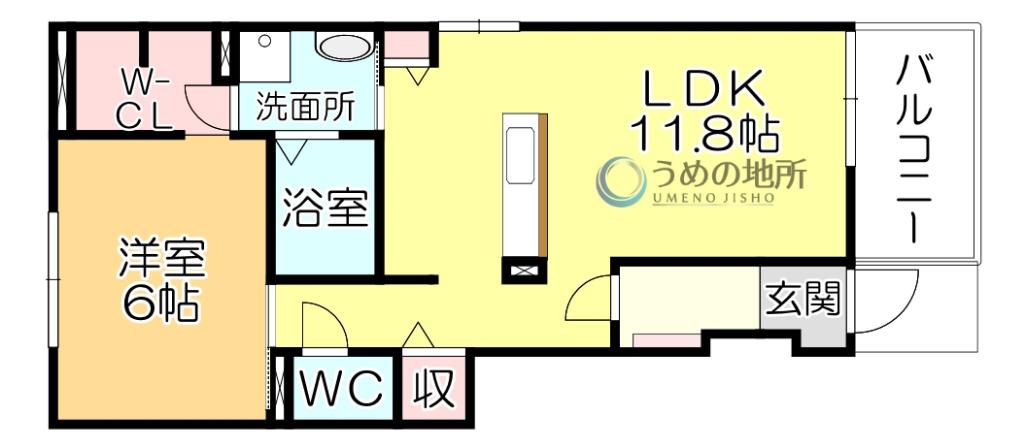 フランフランサクラB棟(1LDK/1階)の間取り写真