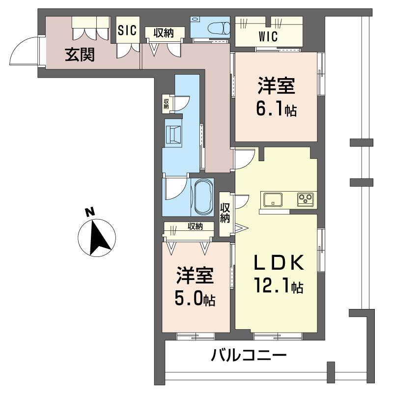 セントリビエ江北(2SLDK/1階)の間取り写真