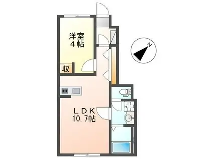 ベルメゾン矢取II(1LDK/1階)の間取り写真
