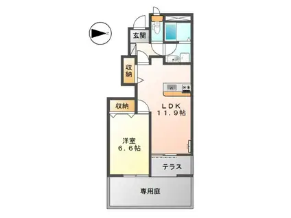 パティオアクタミ(1LDK/1階)の間取り写真