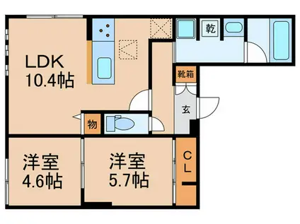 ルサンティエ一社(2LDK/1階)の間取り写真