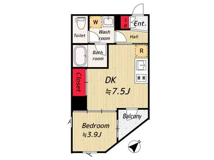 DUO FRATS ITABASHI OYAMA(1DK/9階)の間取り写真