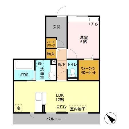 フェリオ B(1LDK/3階)の間取り写真