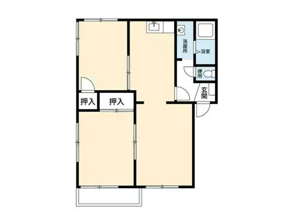 ピーチビラナカムラC棟(2LDK/2階)の間取り写真