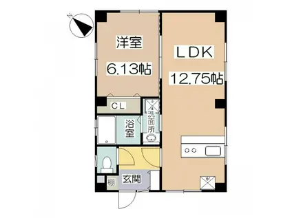 ミューフラット(1LDK/3階)の間取り写真