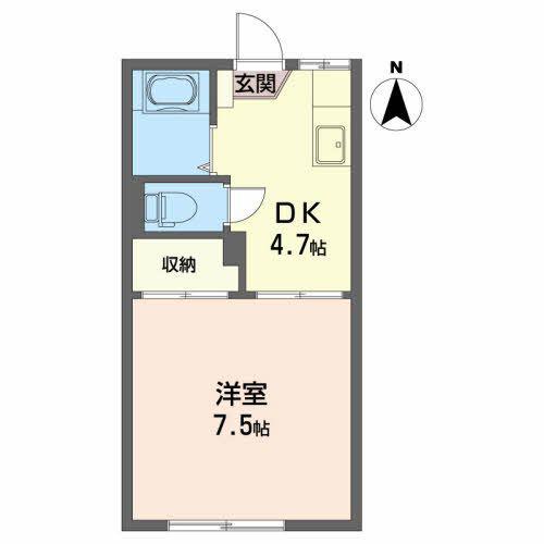 エステート城西(1DK/2階)の間取り写真