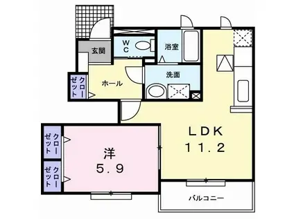 アルモニ-B(1LDK/1階)の間取り写真