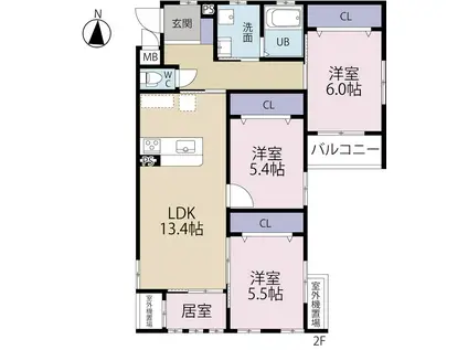 クローリス仙水(3LDK/1階)の間取り写真