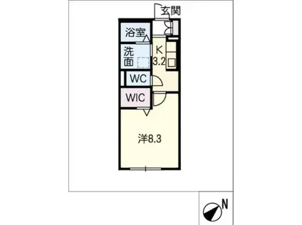 クレールリバー(1K/1階)の間取り写真