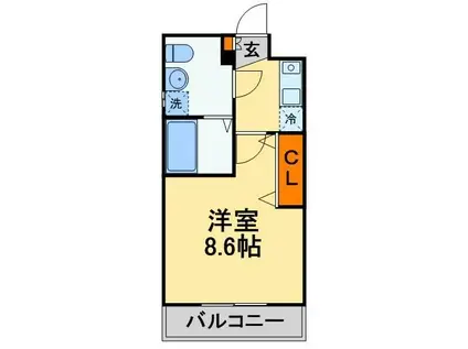 ププレ津田沼(1K/2階)の間取り写真