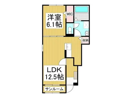 ヒルズ宮坂(1LDK/1階)の間取り写真
