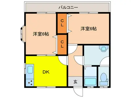 セシル愛(2DK/1階)の間取り写真