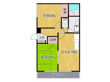 エクセルハイム(2DK/2階)の間取り写真